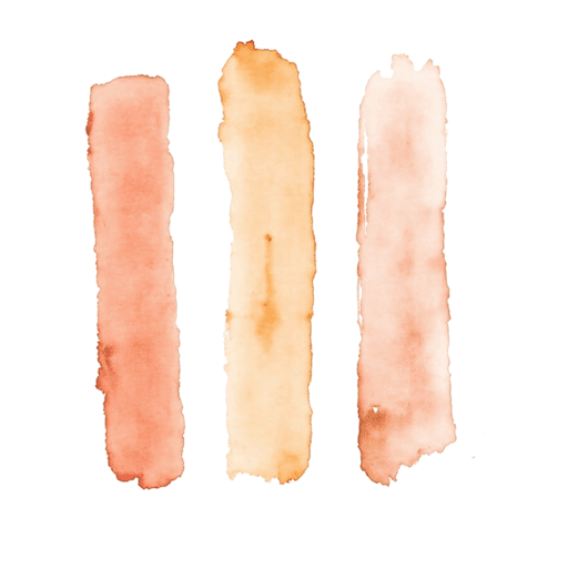 Abstract watercolour mark for Central Research Institute: three upright strokes of increasing height brushed in amber and coral