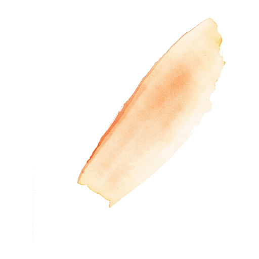 Abstract watercolour mark for Green Base: a single rising diagonal stroke brushed in amber and coral