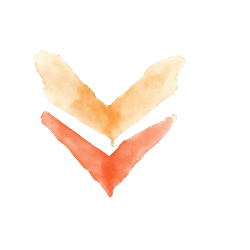 Abstract watercolour mark for Santosh Diagnostics: two nested chevrons brushed in amber and coral